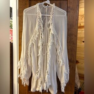 Cream Fringe Cardigan